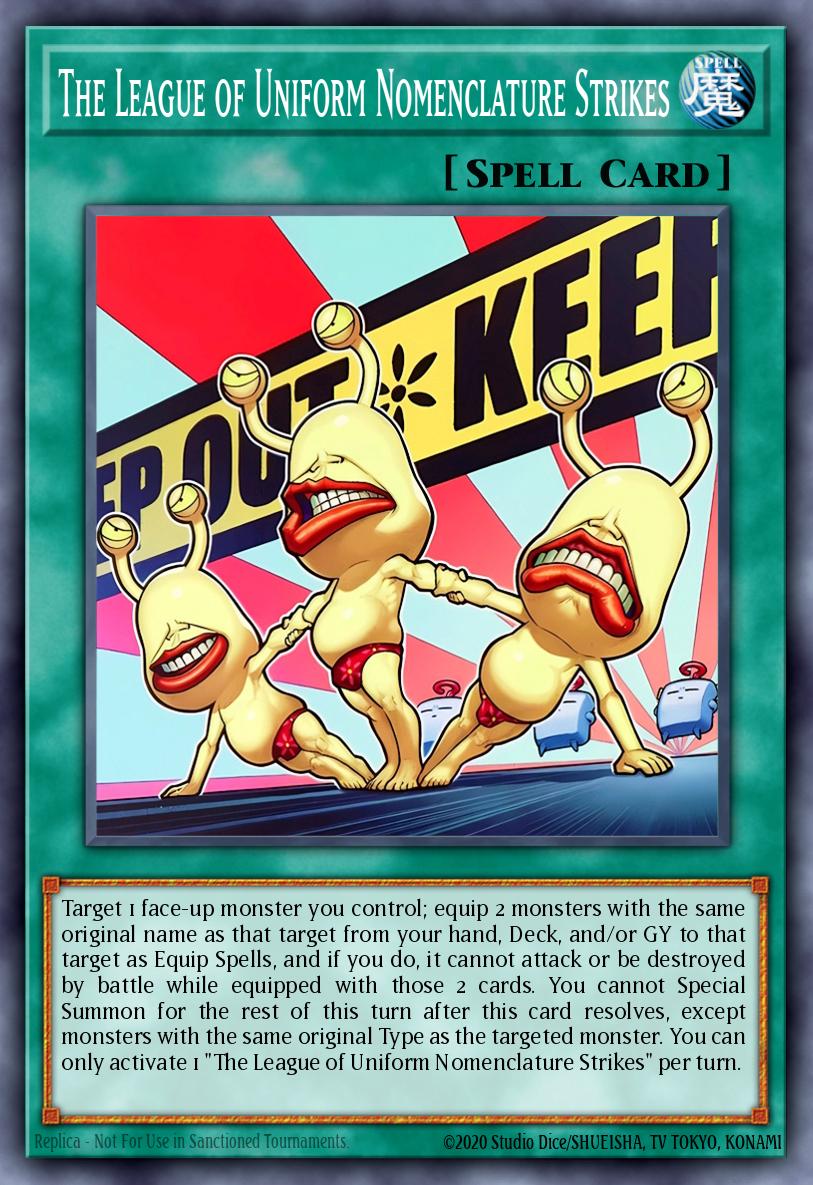 The League of Uniform Nomenclature Strikes Yu-Gi-Oh card
