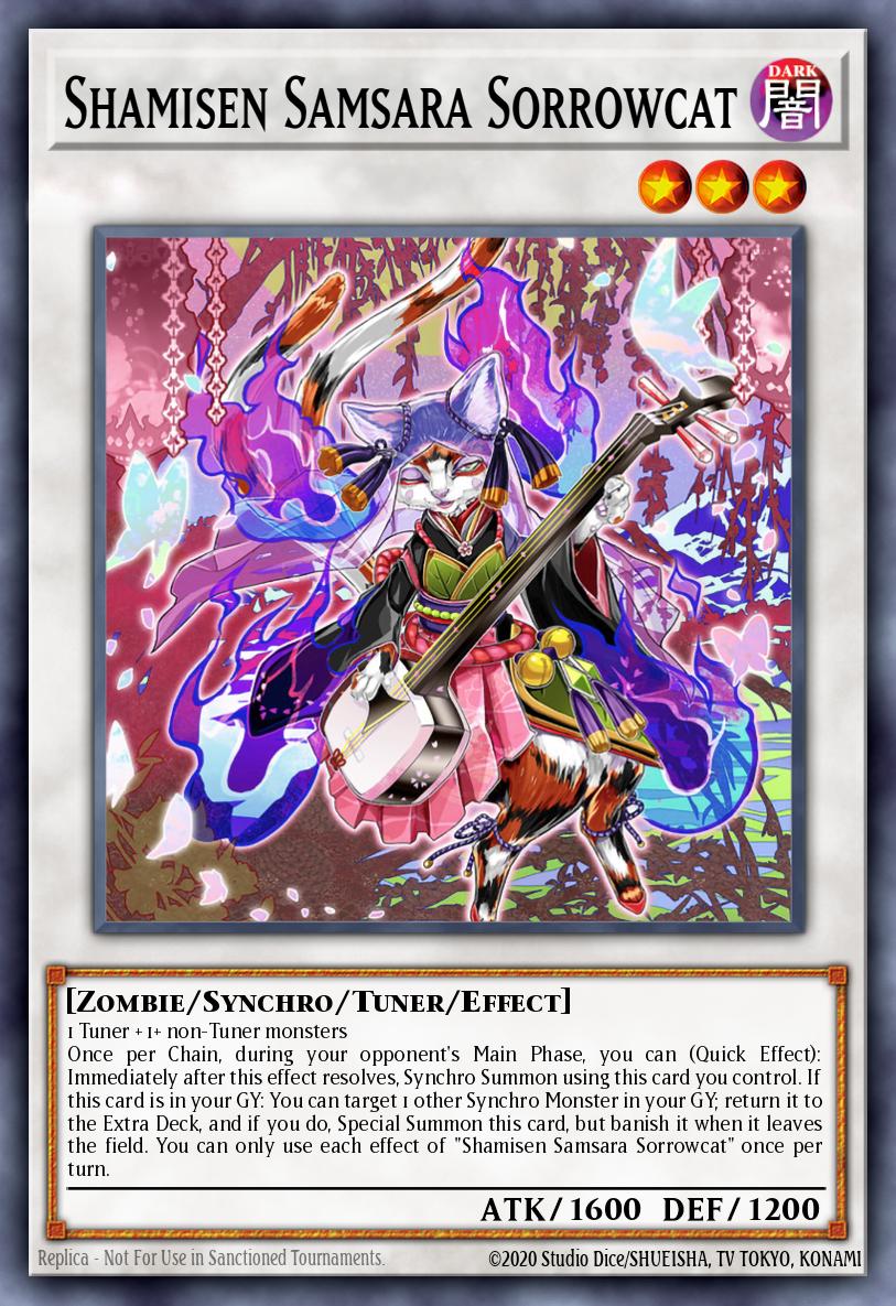 Shamisen Samsara Sorrowcat Yu-Gi-Oh card