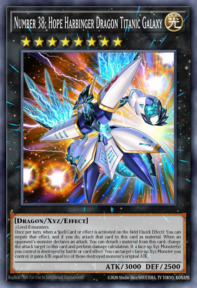 Number 38: Hope Harbinger Dragon Titanic Galaxy Yu-Gi-Oh card