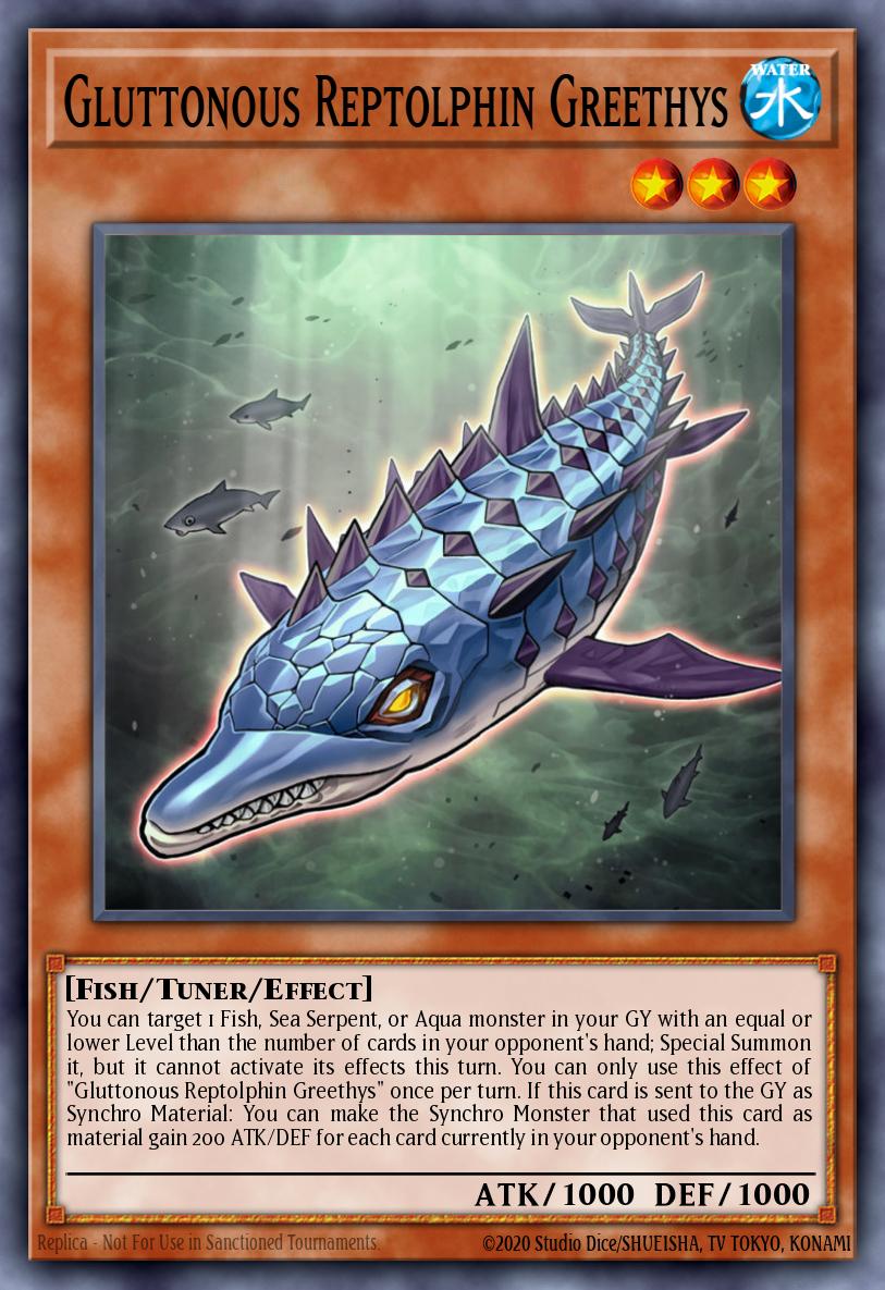 Gluttonous Reptolphin Greethys Yu-Gi-Oh card