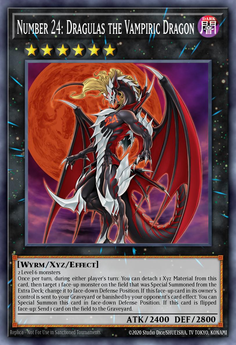 Number 24: Dragulas the Vampiric Dragon Yu-Gi-Oh card