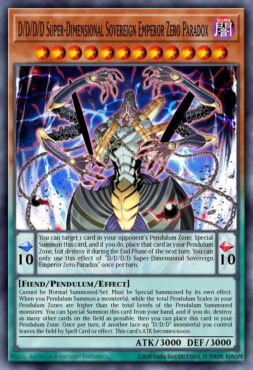 D/D/D/D Super-Dimensional Sovereign Emperor Zero Paradox Yu-Gi-Oh card