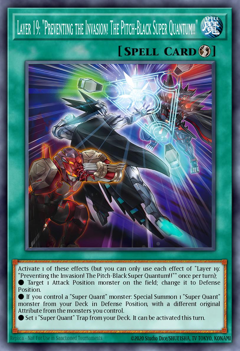 Layer 19: "Preventing the Invasion! The Pitch-Black Super Quantum!!" Yu-Gi-Oh card