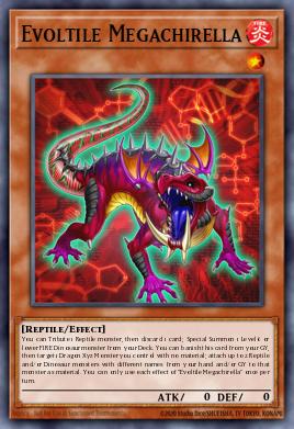 Evoltile Megachirella Yu-Gi-Oh card