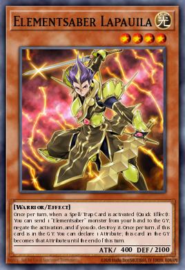Elementsaber Lapauila Yu-Gi-Oh card