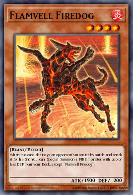 Flamvell Firedog Yu-Gi-Oh card