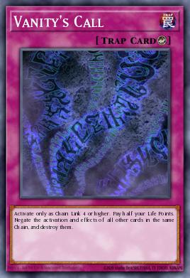 Vanity's Call Yu-Gi-Oh card