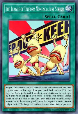 The League of Uniform Nomenclature Strikes Yu-Gi-Oh card