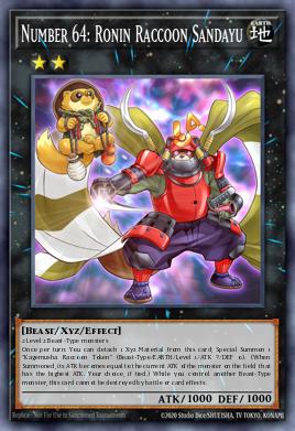 Number 64: Ronin Raccoon Sandayu Yu-Gi-Oh card