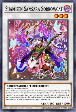 Shamisen Samsara Sorrowcat Yu-Gi-Oh card