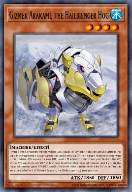 Gizmek Arakami, the Hailbringer Hog Yu-Gi-Oh card