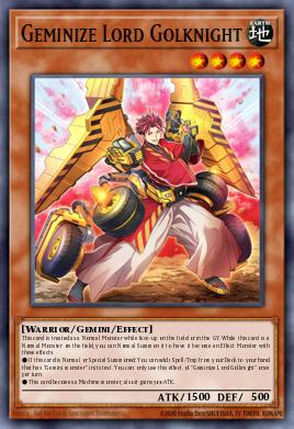 Geminize Lord Golknight Yu-Gi-Oh card