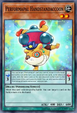 Performapal Handstandaccoon Yu-Gi-Oh card