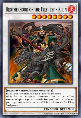 Brotherhood of the Fire Fist - Kirin Yu-Gi-Oh card