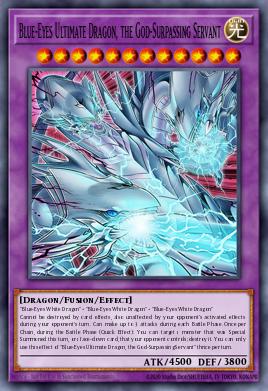 Blue-Eyes Ultimate Dragon, the God-Surpassing Servant Yu-Gi-Oh card